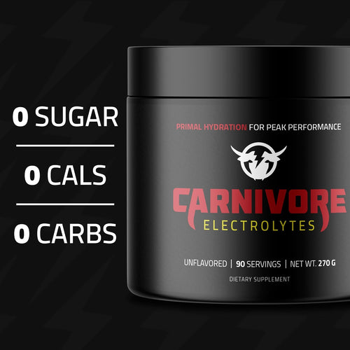: Premium Hydration Powder for Carnivore Diet - Balanced Electrolyte Support, Zero Carb, Keto Friendly - Supplement for Optimal Energy & Recovery - 90 Servings (Unflavored)