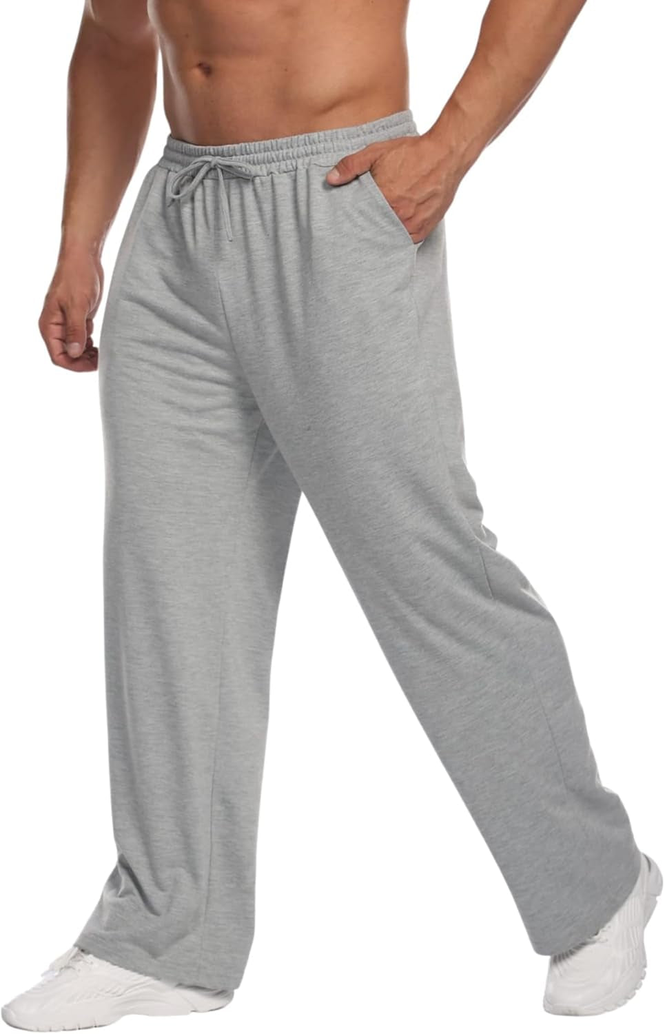 Men'S Lightweight Sweatpants Open Bottom Sweat Pants for Men Straight Leg Gym Sweatpants Lounge Pants with Pockets