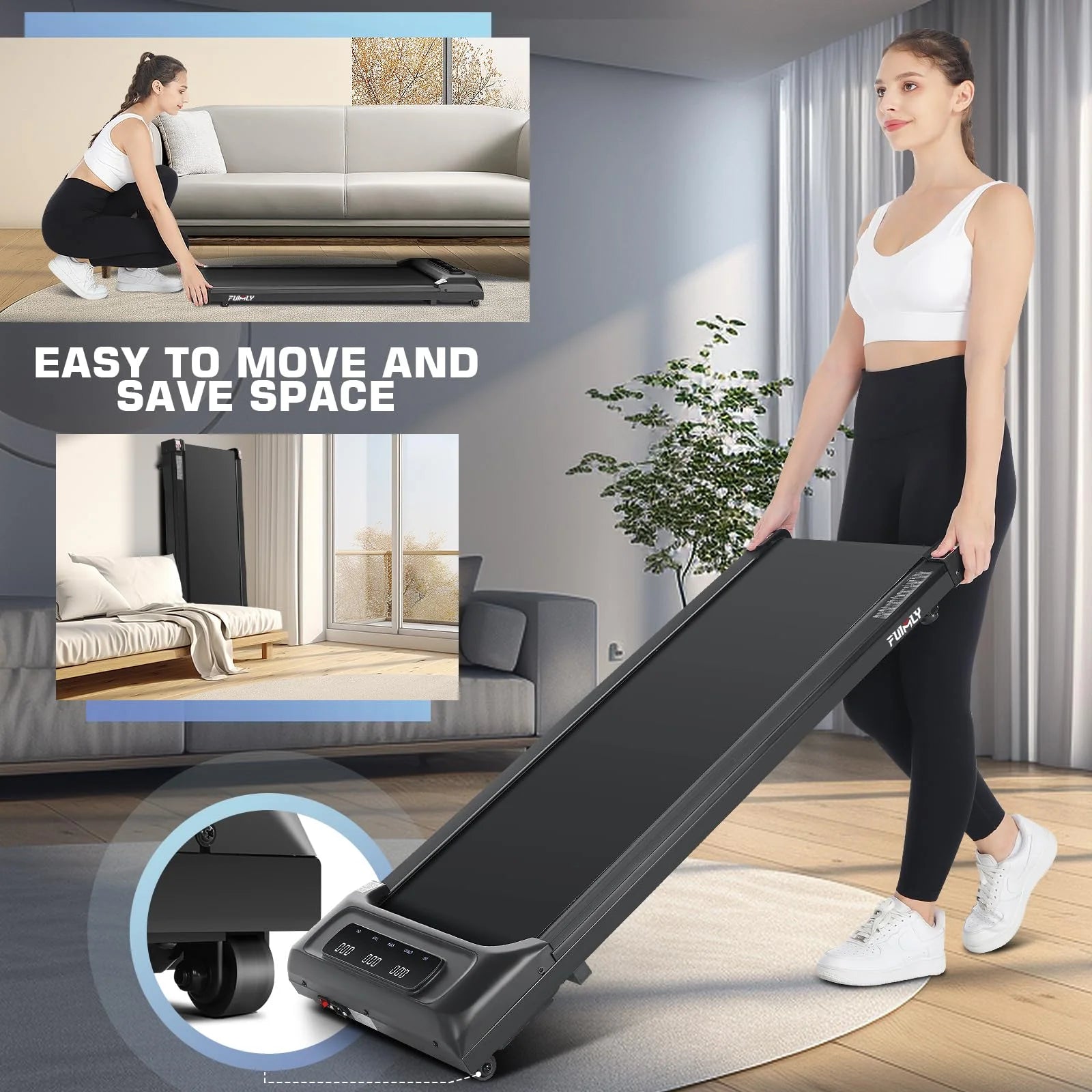 Walking Treadmills for Home, Walking Pad Treadmill with App & Remote Control, Slim & Portable