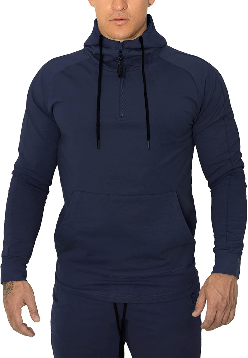 Men'S 1/4 Zip Fashion Pullover Hoodie Athletic Workout Fit Cotton Hooed Sweatshirts Casual Long Sleeve with Pocket