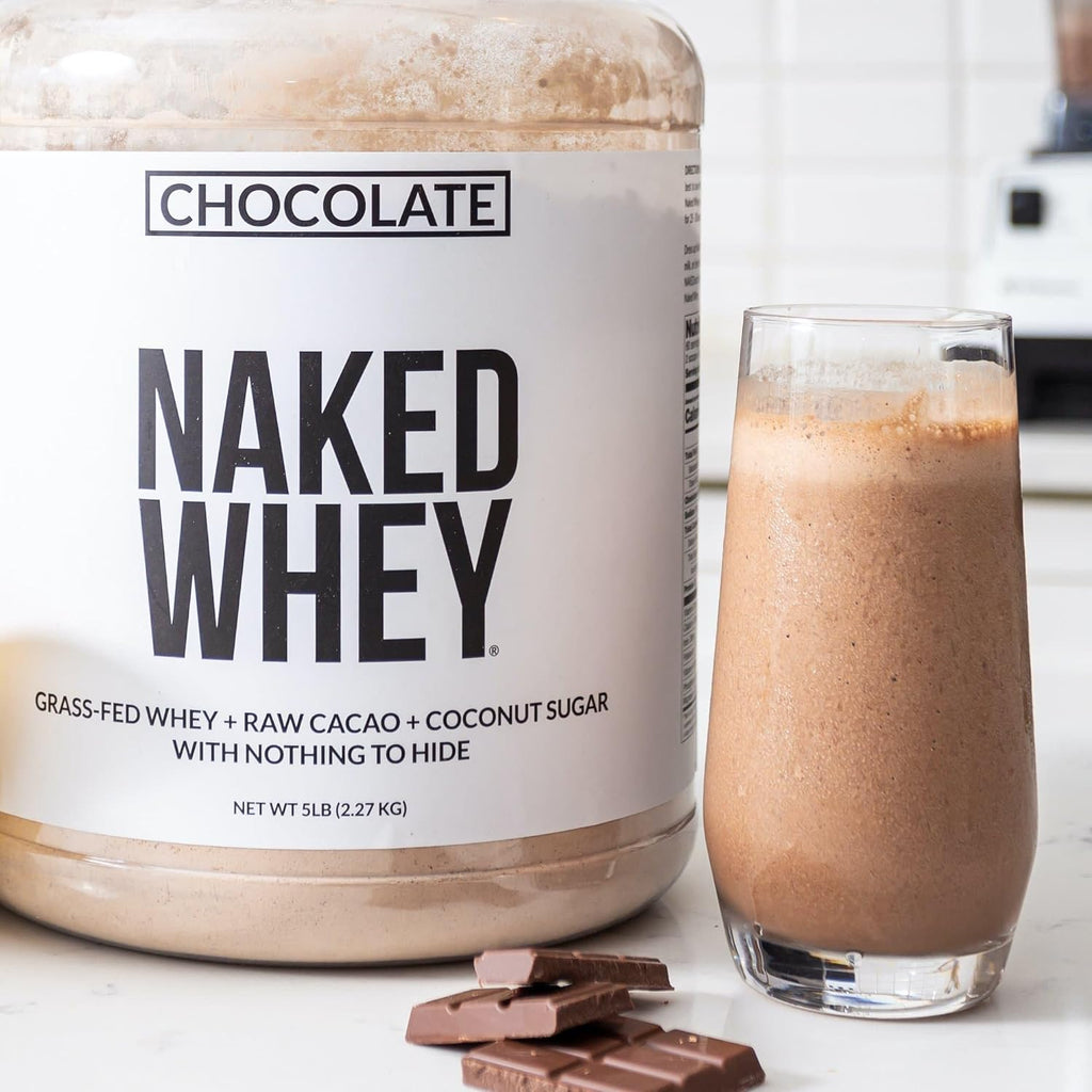 Naked Whey Chocolate Protein Powder - Only 3 Ingredients - Grass Fed Whey Protei