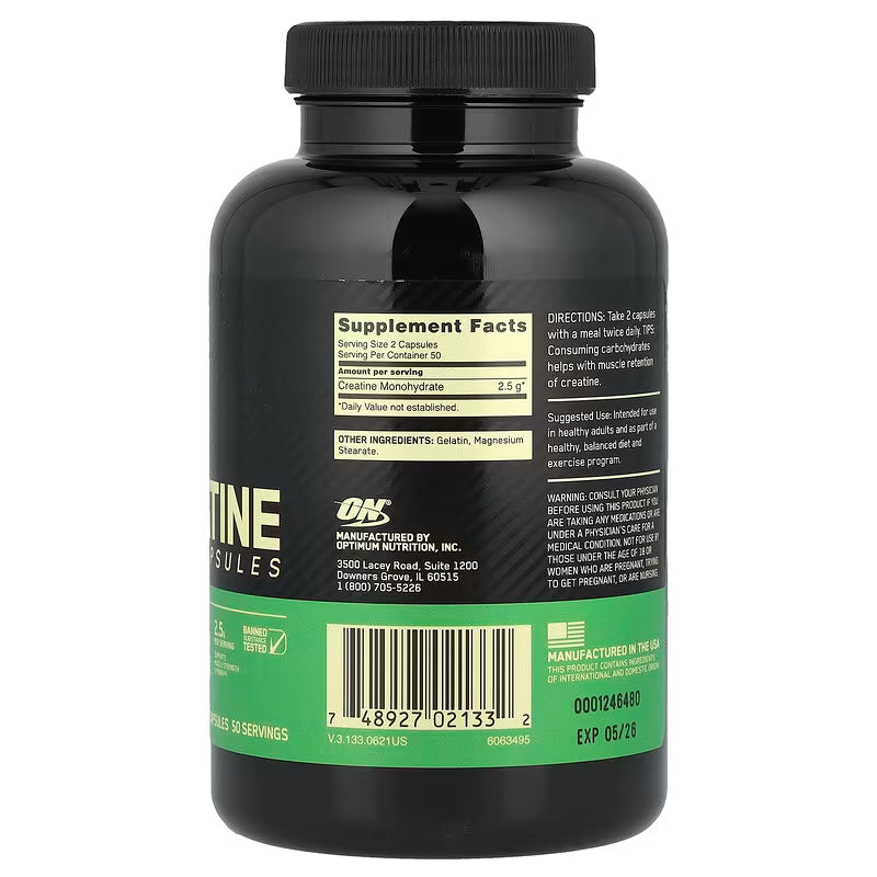 Optimum Nutrition, Micronized Creatine Capsules, 100 Capsules (1.25 G per Capsule )