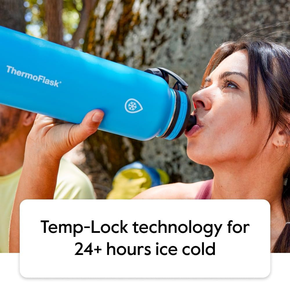 18 Oz Double Wall Vacuum Insulated Stainless Steel Water Bottle - Reusable with Leakproof Chug & Straw Lids - Keeps Drinks Cold 24 Hr/Hot 12 Hr - Easy Maintenance - Gym/On-The-Go, White