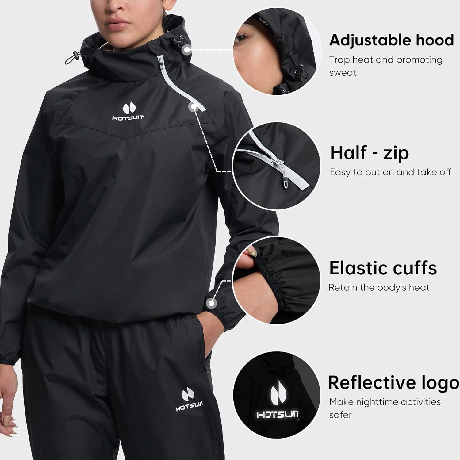 Sauna Suit for Women anti Rip Sweat Suit for Weight Loss Odorless Sauna Jacket Pant for Workout Gym