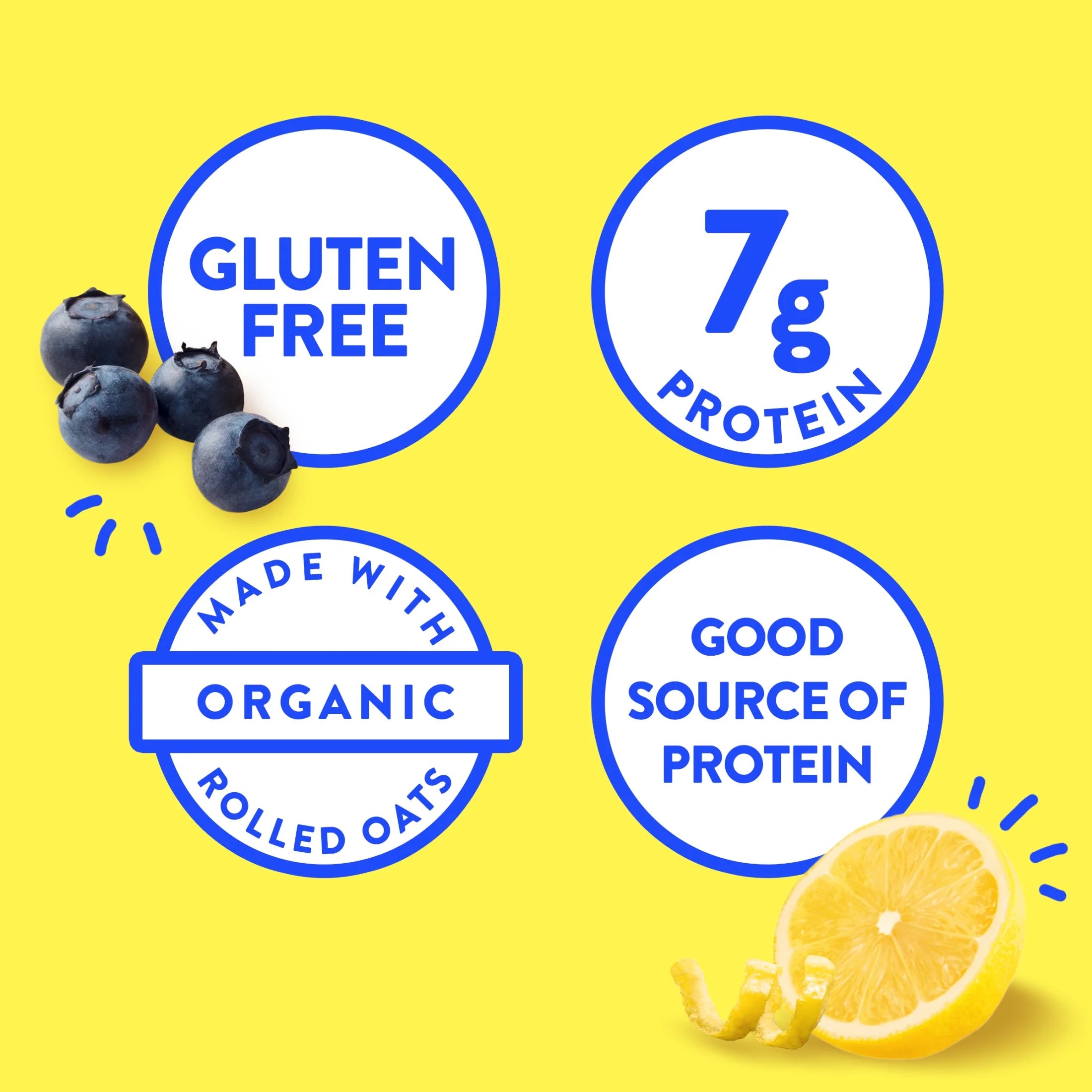 Lemonzest + Blueberry Flavor Gluten Free Snack Bars, Protein Bars, 6Count