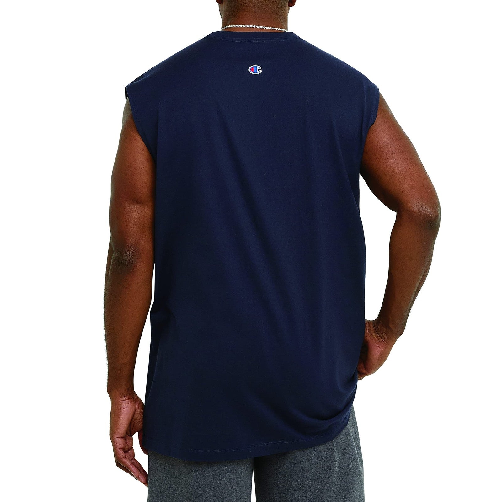 Men'S Classic Script Logo Muscle Tank Shirt Standard Fit Soft Cotton Navy