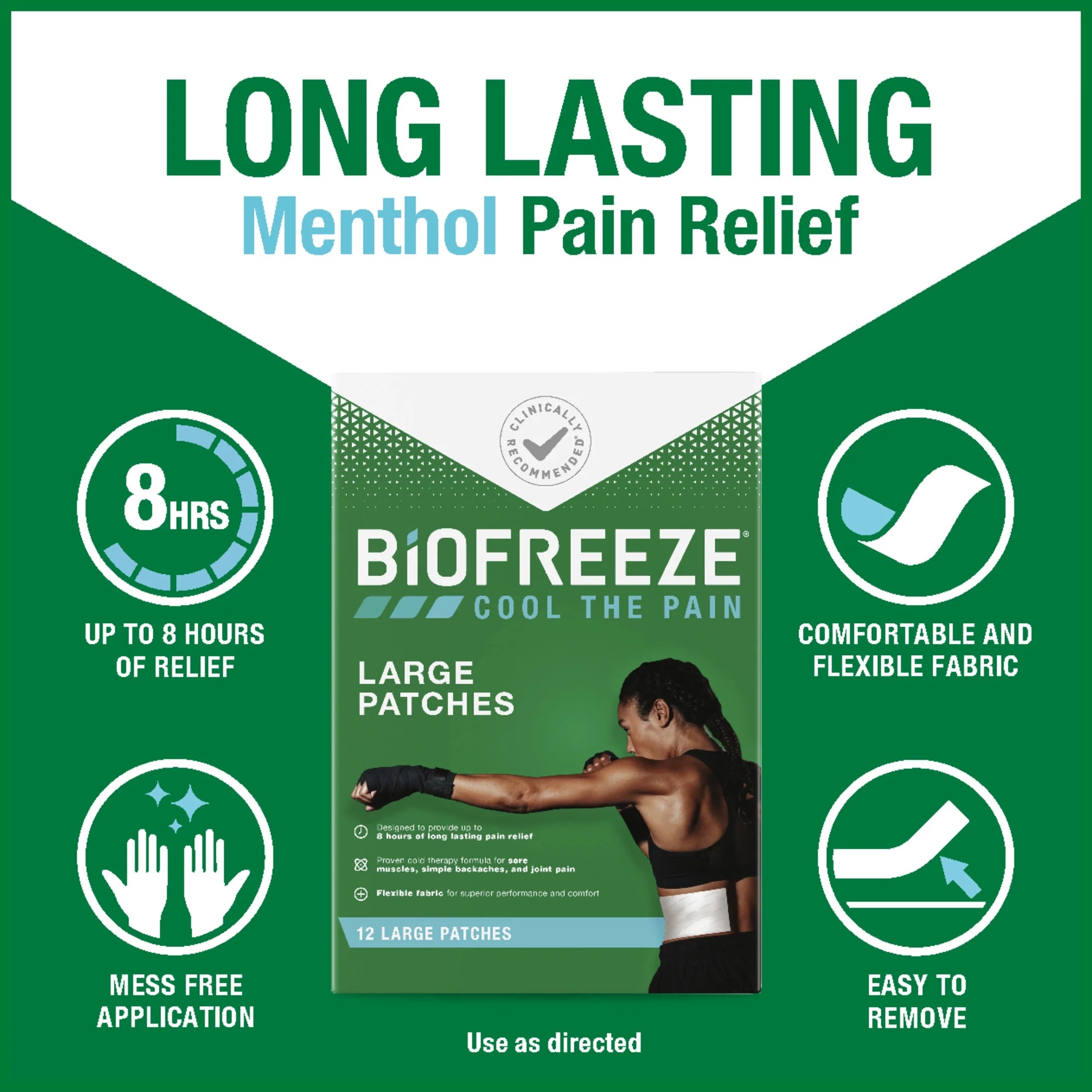 Pain Relief Patches, Back Knee Muscle Joint Arthritis Pain Relievers, Menthol, 12 Count