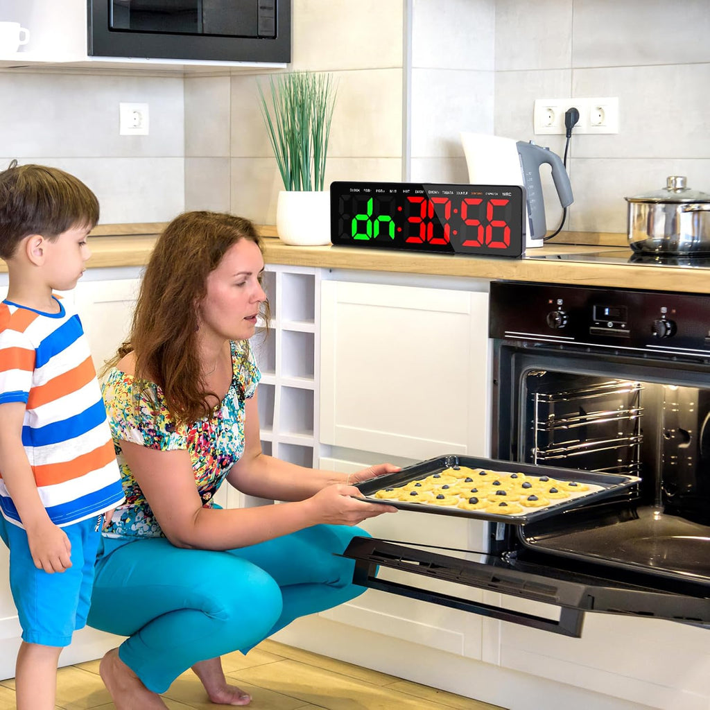 Gym Timer, 16.5" Large Digital Wall Clock for Gym Interval Workout, Remote Control LED Digital Timer for Home Decor, Living Room, Office, Gym, Classroom