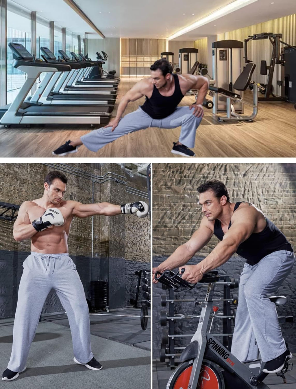 Men'S Lightweight Sweatpants Open Bottom Sweat Pants for Men Straight Leg Gym Sweatpants Lounge Pants with Pockets