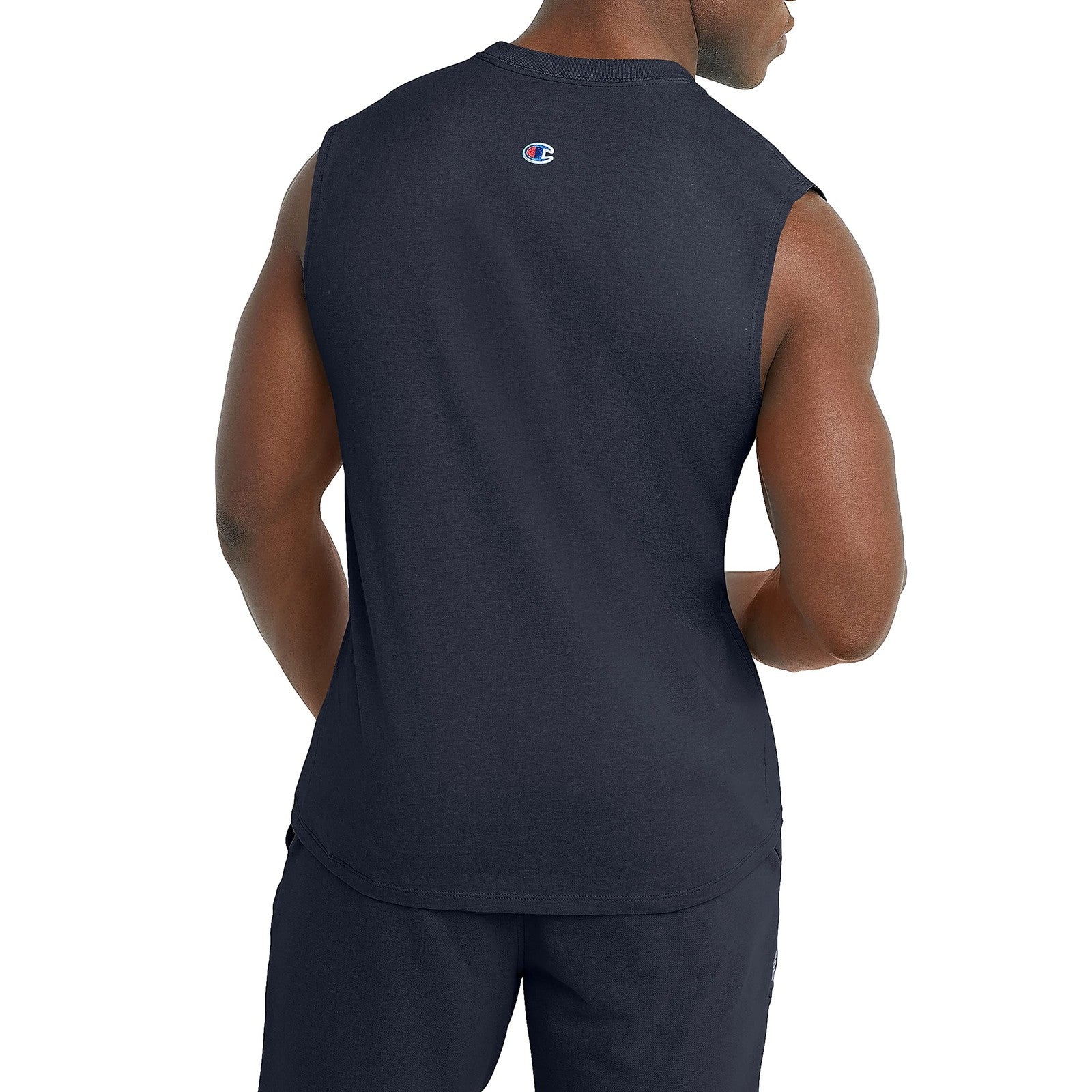Men'S Classic Script Logo Muscle Tank Shirt Standard Fit Soft Cotton Navy