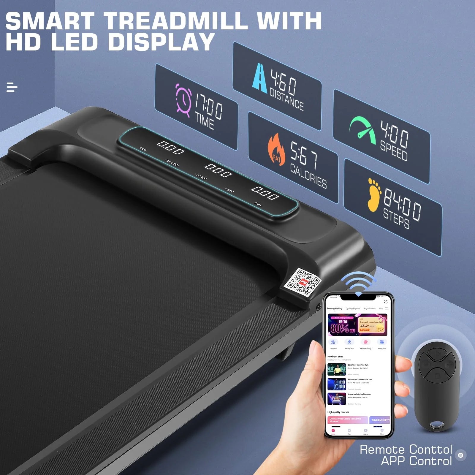 Walking Treadmills for Home, Walking Pad Treadmill with App & Remote Control, Slim & Portable
