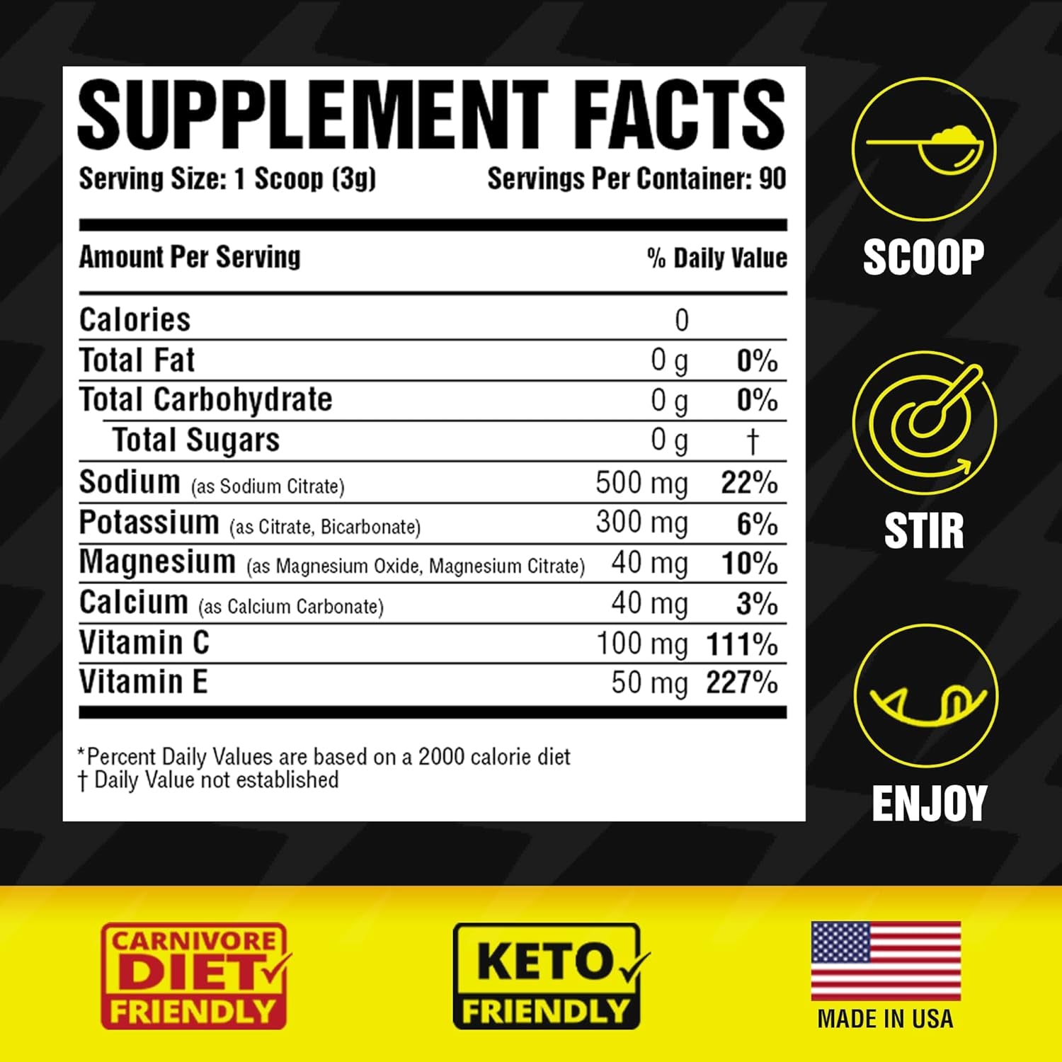 : Premium Hydration Powder for Carnivore Diet - Balanced Electrolyte Support, Zero Carb, Keto Friendly - Supplement for Optimal Energy & Recovery - 90 Servings (Unflavored)