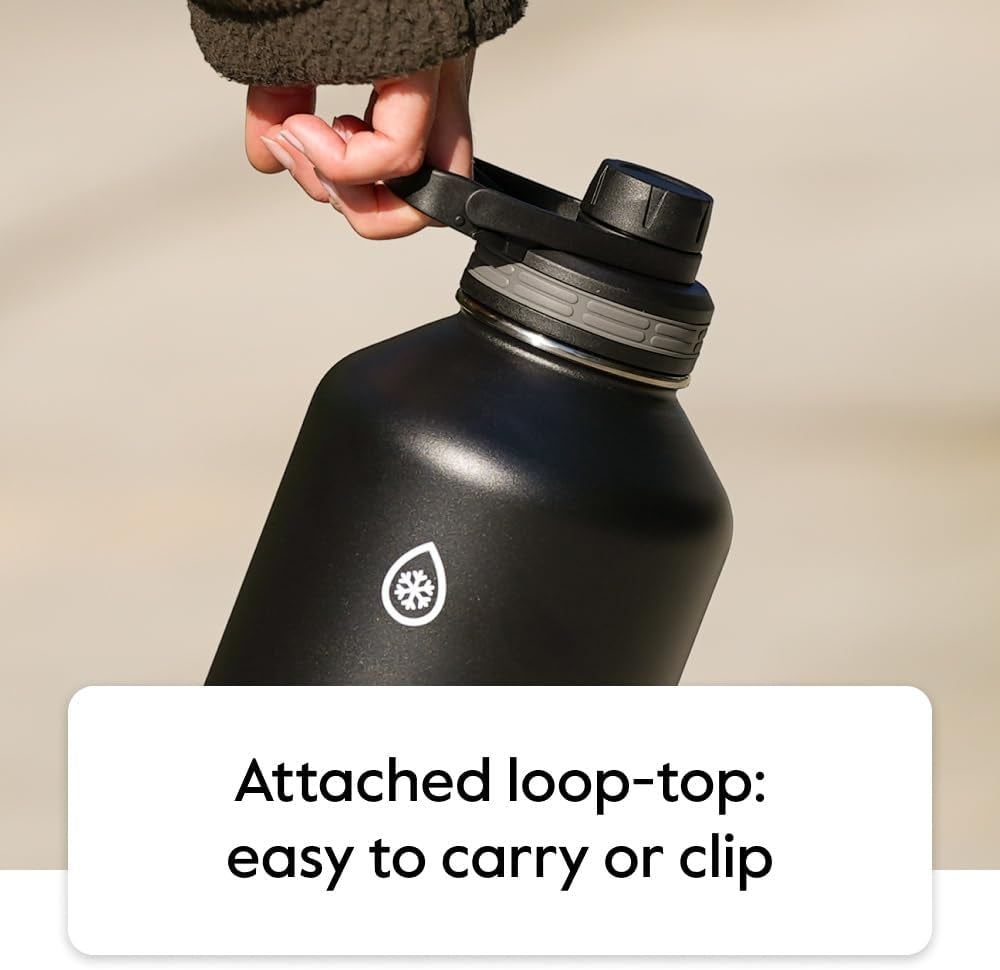 18 Oz Double Wall Vacuum Insulated Stainless Steel Water Bottle - Reusable with Leakproof Chug & Straw Lids - Keeps Drinks Cold 24 Hr/Hot 12 Hr - Easy Maintenance - Gym/On-The-Go, White