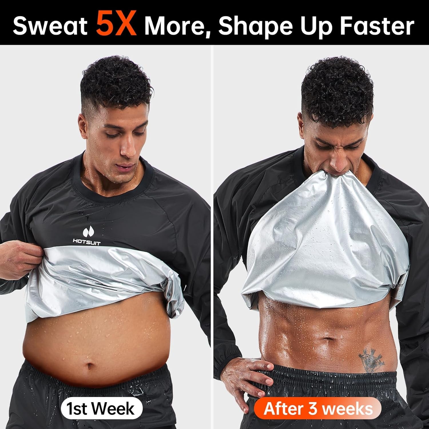 Men Sauna Suit Sweat Suits Durable Gym Exercise Workout Jacket