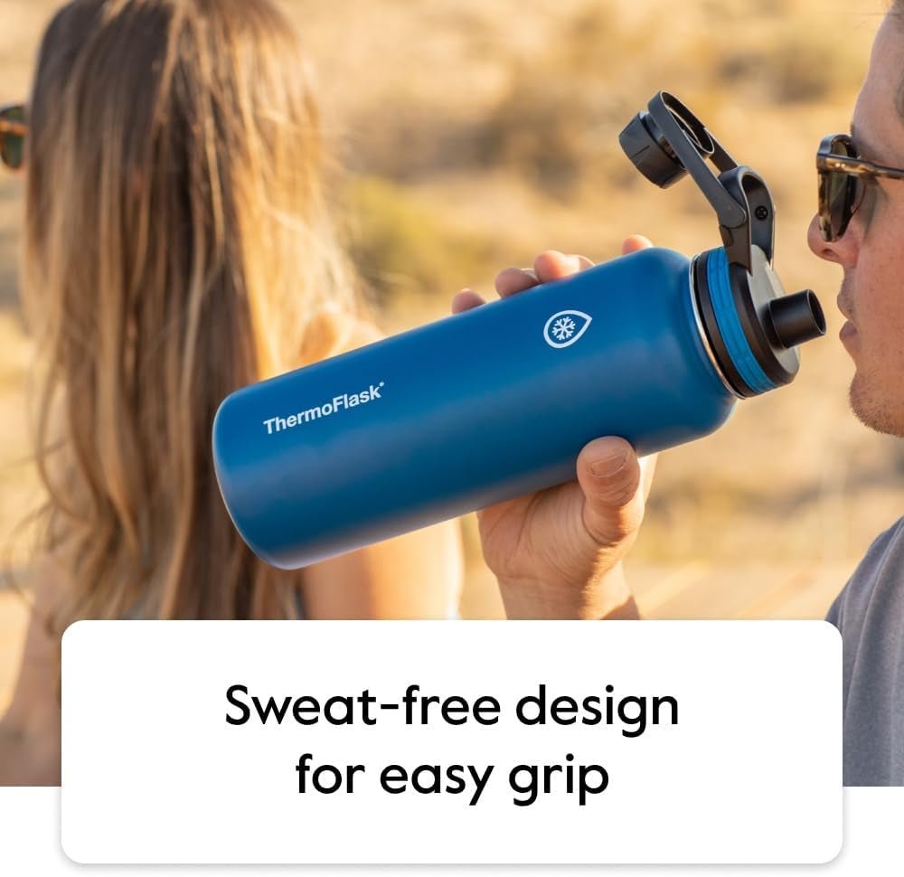 18 Oz Double Wall Vacuum Insulated Stainless Steel Water Bottle - Reusable with Leakproof Chug & Straw Lids - Keeps Drinks Cold 24 Hr/Hot 12 Hr - Easy Maintenance - Gym/On-The-Go, White