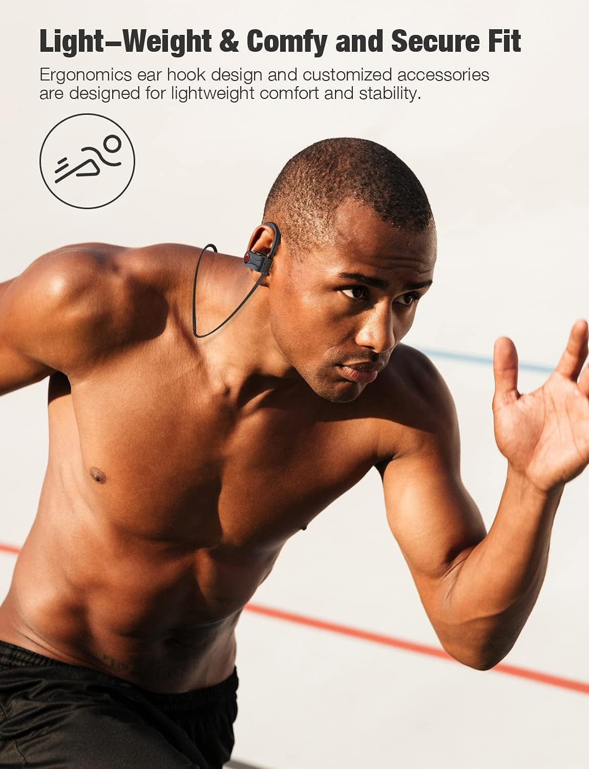 Bluetooth Earbuds Wireless Headphones Bluetooth Headphones, Sports Earbuds, IPX7 Waterproof Stereo Earphones for Gym Running 15 Hours Playtime Sound Isolation Headsets,Black