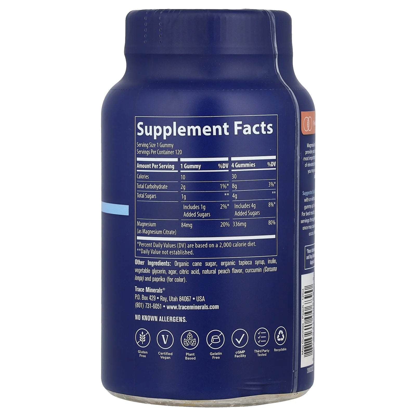 Minerals Magnesium Gummies - Supports a Calm Mindset - Magnesium Chewables for Kids & Adults - Bone, Digestion, Heart Health & Immune Support - Peach Flavor - 120 Count (120 Servings)